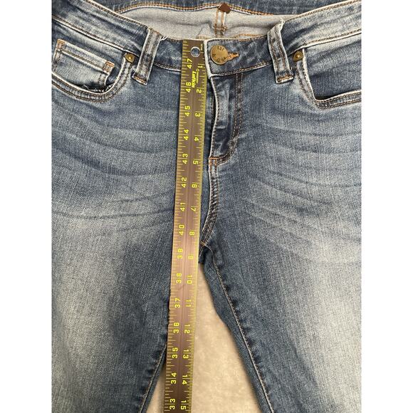 Kut From The Kloth Blue Jeans Womens 6 Ankle Skinny Dark Denim Stripe Frayed Hem - Picture 5 of 9